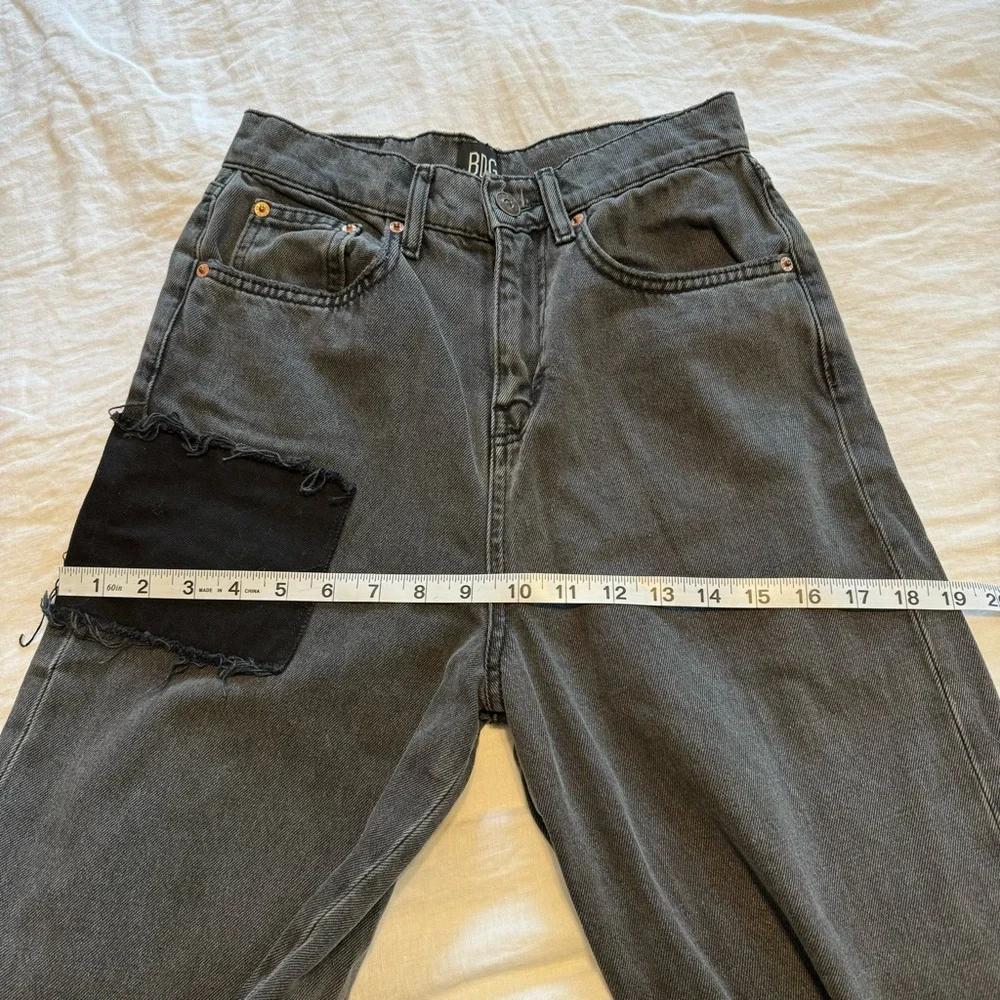 BDG Size 25W 32L Wide Leg Puddle 100% Cotton High Rise Black Patchwork Jeans - Picture 12 of 14